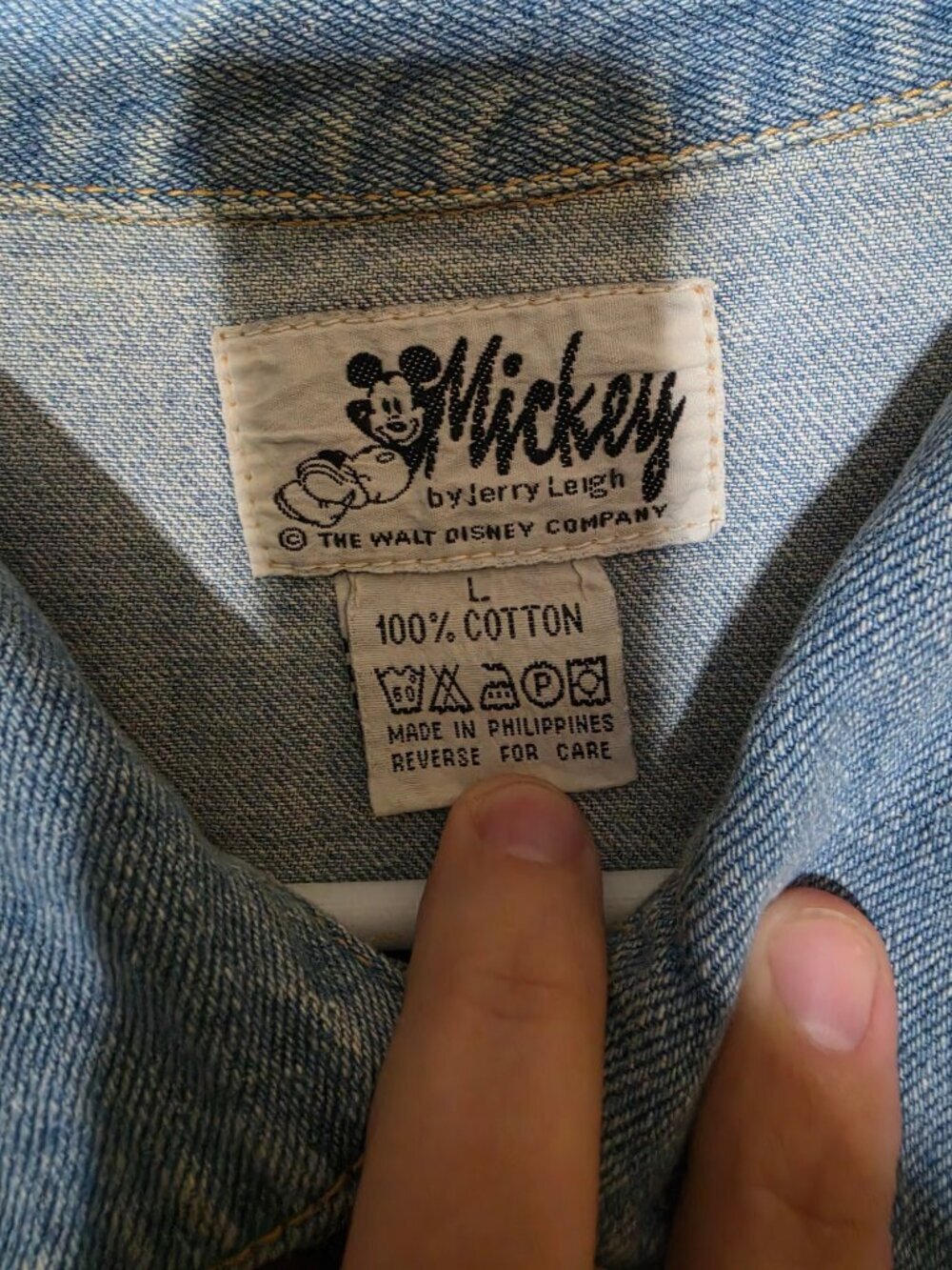 Mickey Jerry Leigh Denim Vest 100% Cotton Embroidered Mickey Minnie Blue Large - Picture 5 of 7